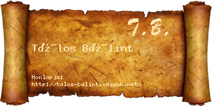 Tálos Bálint névjegykártya